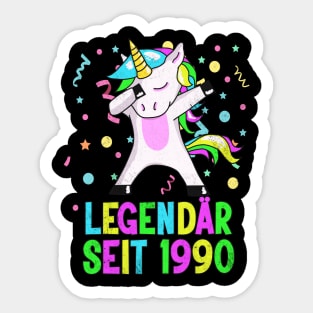 30 Geburtstag Legendär seit 1990 Einhorn Sticker